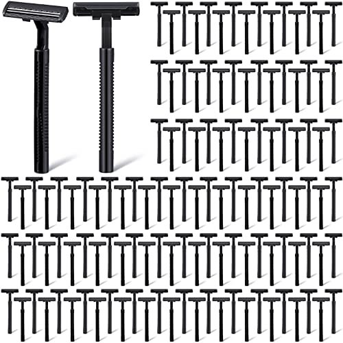 200 Pack Disposable Razors Men Razors Individually Wrapped Twin Blade Razors with Clear Safety Cap for Men Plastic Shaving Razors Multipurpose Portable Shave Razor for Shelter Homeless Bathing
