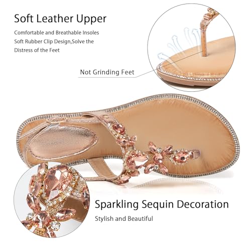 Image of iCKER Women Sandals Rhinestone Dressy Casual Summer flat flip flops Comfortable Sandals