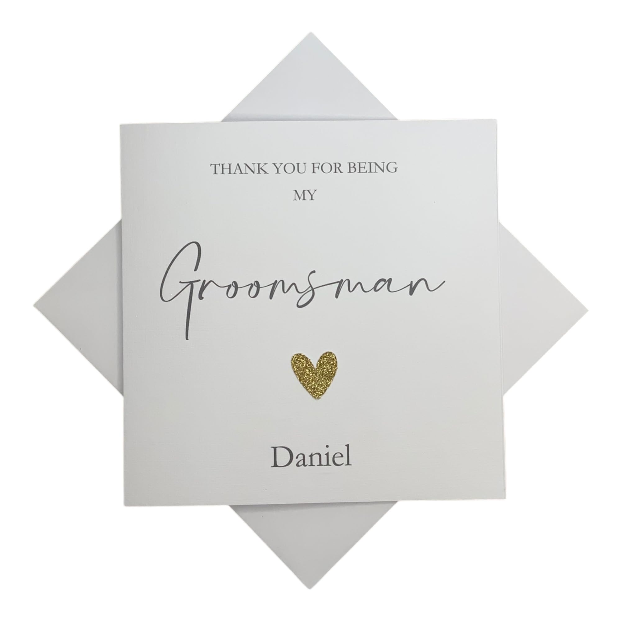 Personalised Thank You For Being My Bridesmaid Best Man Maid Matron Of Honour Usher Flower Girl Bridesman Witness - Various Roles - Greeting Card - Heart Colour Choice - Thank You (Groomsman)