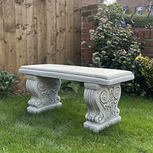 ONEFOLD Large Stone Garden Bench, Garden Ornament and Garden Decor Hand Cast Amazon.co.uk Garden