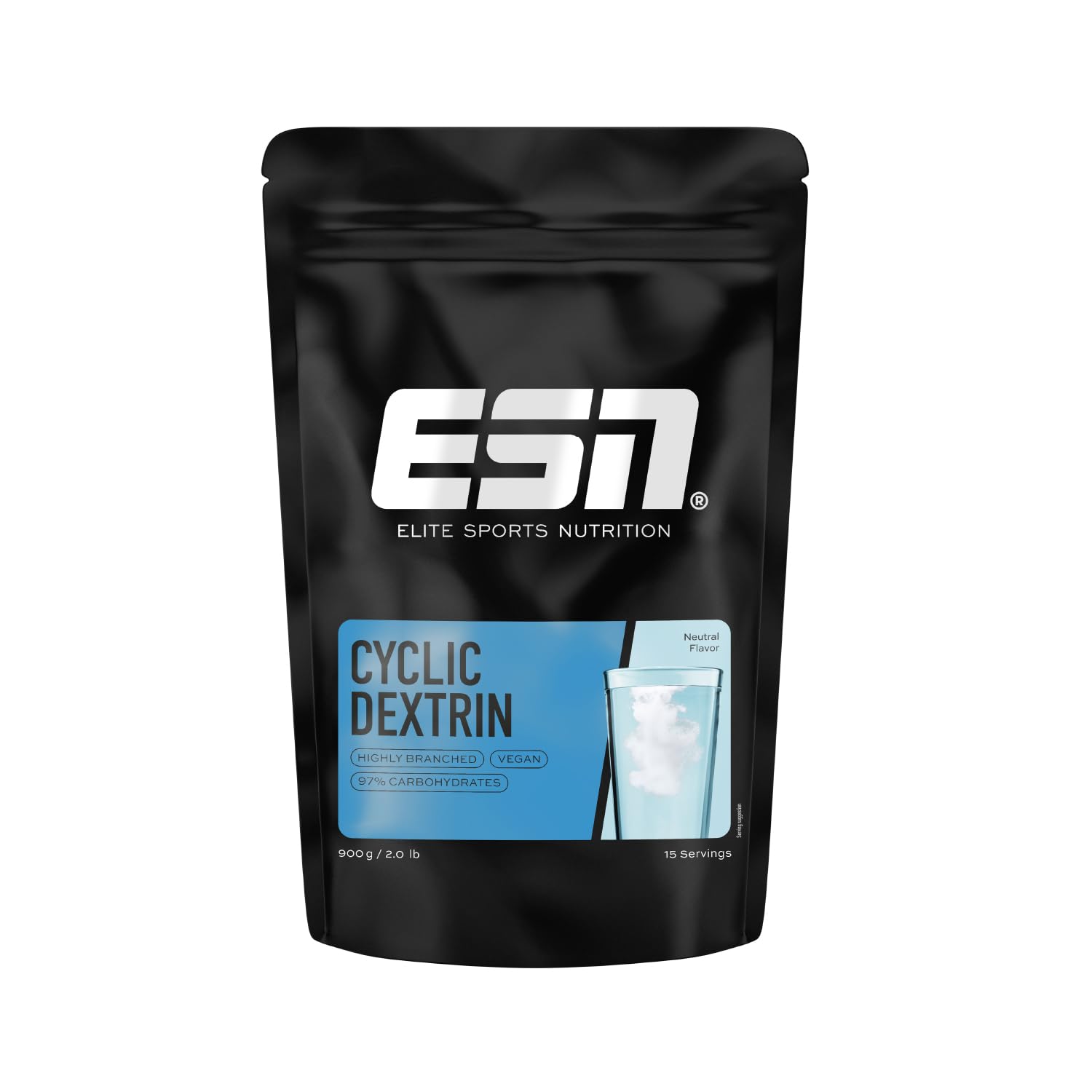 ESN Cyclic Dextrin, 900 g Beutel, 15 Portionen, Neutral, hochverzweigtes zyklisches Dextrin, laktosefrei & vegan, made in Germany