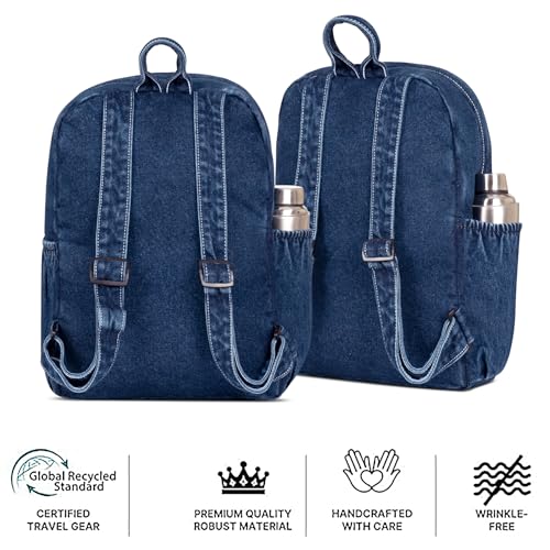 ZAINTO Denim Backpacks for men and women Stylish Outdoor Dark Blue - Image 8
