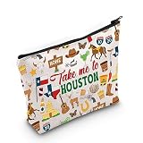 WZMPA Houston Travel Cosmetic Bag - Souvenirs & Gifts Zipper Pouch Bag - Take Me To Houston Vacation Gift