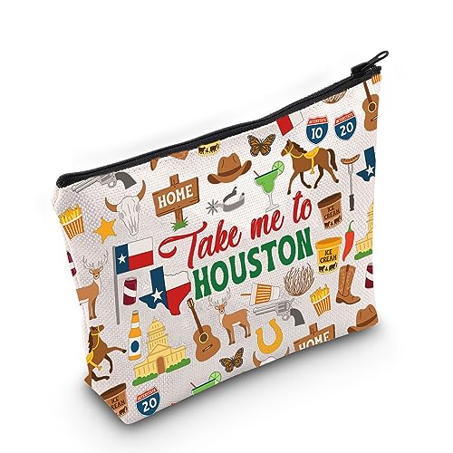 WZMPA Houston Travel Cosmetic Bag - Souvenirs & Gifts Zipper Pouch Bag - Take Me To Houston Vacation Gift