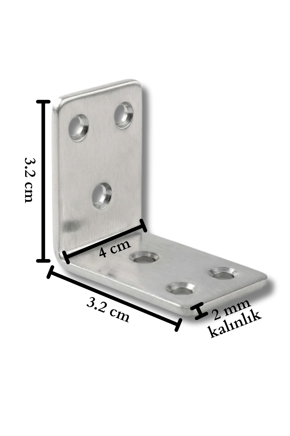 L Köşebent Mobilya Duvara Sabitleme Aparatı, 45x45x30 mm, 2 mm Kalınlık, Vidalı, 10 Adet
