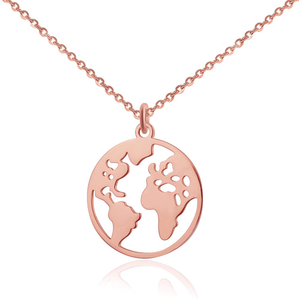 GD GOOD.designs EST. 2015 globe necklace for women water resistant world necklace adjustable stainless steel i world map pendant necklace gold silver rose gold