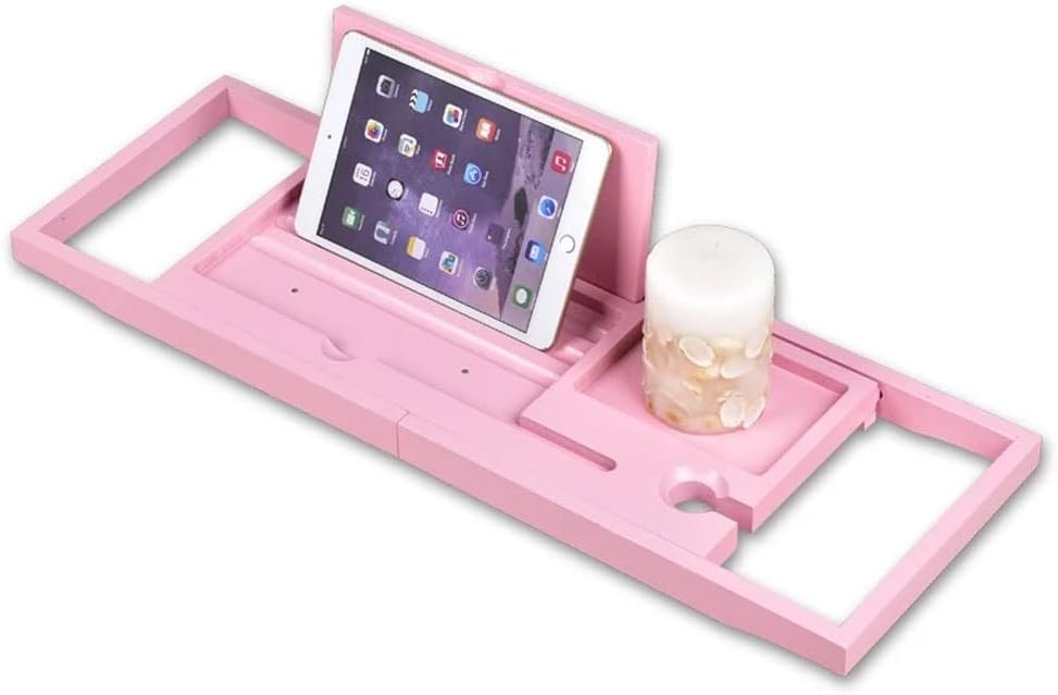 Extendable Bathtub Tray Spa Bathroom Tray Board Bathtub Tablet Organizer Home Storage(Black)