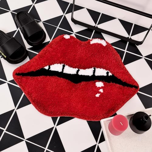 Image of AAZEEM Mat Rugs Non-Slip Abstract Bath Rugs Cute Mat Washable for Tube|Rectangular Door Mat for Home |Drawingroom |Easy Clean Indoor and Outdoor Floor Mat |Super Absorbent |Red|16 inchx24 inch & 20 inchx32 inch |