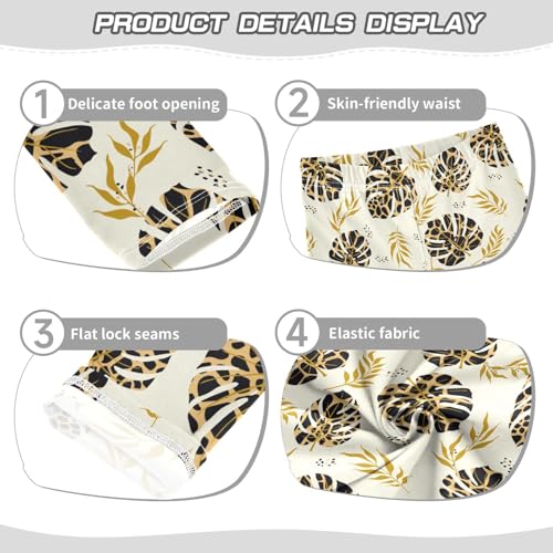 Leopard Leaves Girls Leggings,Workout Leggings for Girls Toddler Athletic Legging Size for 3-10T2