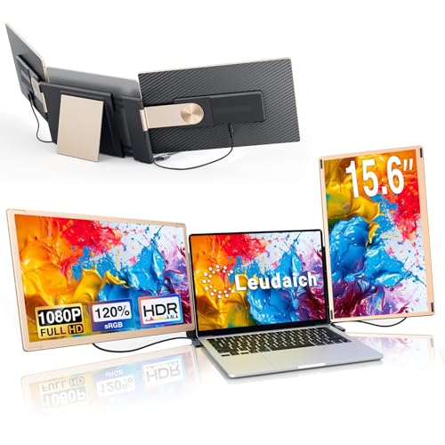 Image of Leudaich 14'' Laptop Monitor Extender for Dual Monitor Dispaly, FHD IPS Portable Monitor for 13 inch-16 inch Laptops, HDMI /USB-A /Type-C Plug-Play Dual-Screen for Windows, Chrome, Mac and Switch