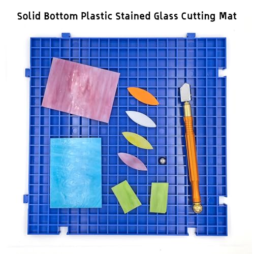 stained glass cutting mat solid bottom plastic grid blue 1 pack