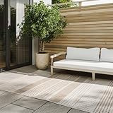 benuta Basic Alfombra Exterior Interior Kaleo - Beige 160x230 cm - Diseño Geométrico - Resistente al Clima & UV - Balcón, Terraza, Jardín, Cocina, Dormitorio, Salon & Sala de Estar - Fácil de Limpiar