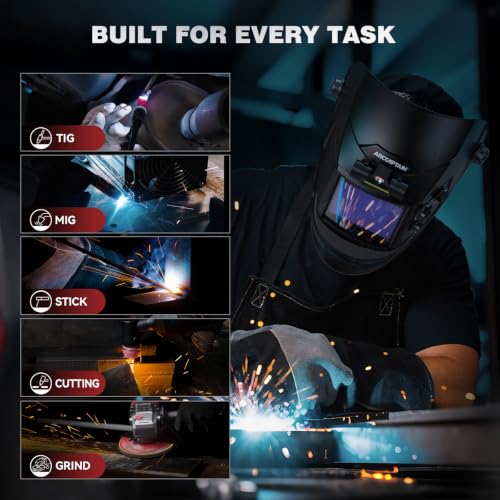 ARCCAPTAIN Auto Darkening Welding Helmet with Light, 3.94"X3.66" Large View - image 9