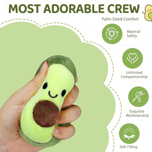 Image of Emotional Support Plush Avocados, Squishy Stuffed Animals and Plushies Set, Includes 5 Emotional Support Food Plushies with Carrying Basket, Cute Stuff and Great Gifts for Women Men