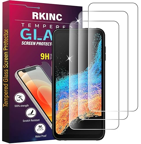 RKINC Screen Protector [3-Pack] for Samsung Galaxy Xcover 6 Pro / Xcover6 Pro and (Galaxy Xcover Pro 2), Tempered Glass Film Screen Protector, 0.33mm [LifetimeWarranty][Bubble-Free][Anti-Shatter]