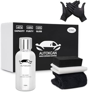 Autokcan Nano Ceramic Coating for Cars, 10H High Gloss 50ML Anti-Scratch SiO2 Ceramic Coating Car Kit Super Hydrophobic Mirror Paint Sealant Protection Better Than Mr Fix 9H With Gloves