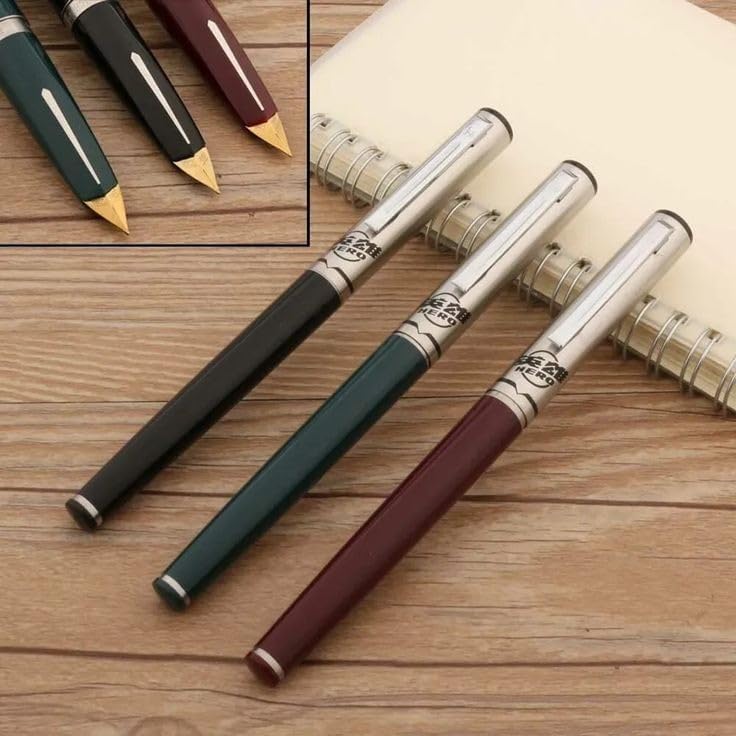Image of Hero 240 Fountain Pen for Students & Professionals | Fine Nib, Smooth Writing, Ink Cartridge Compatible | Everyday Office School Pen | Ink Pen (Red)