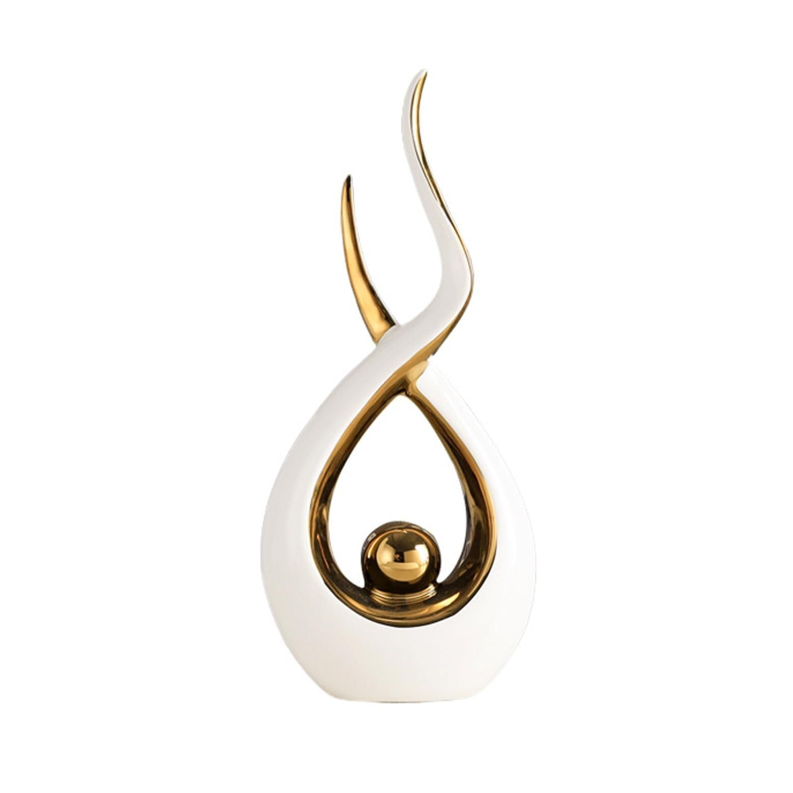 Regalos para Mujeres Escultura Decorativa Moderna de la Estatua Abstracta cerámica del Oro Blanco for el hogar Decoración para estanterías(Lucky B)