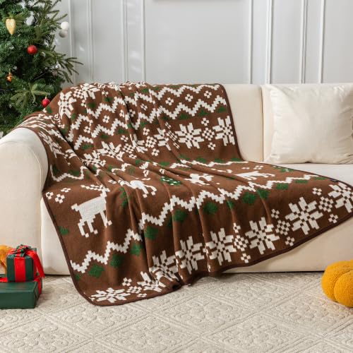 ACUSHLA Merinowolle Wolldecke Kuscheldecke 160x200 cm, Christmas Brown – Ansicht 2