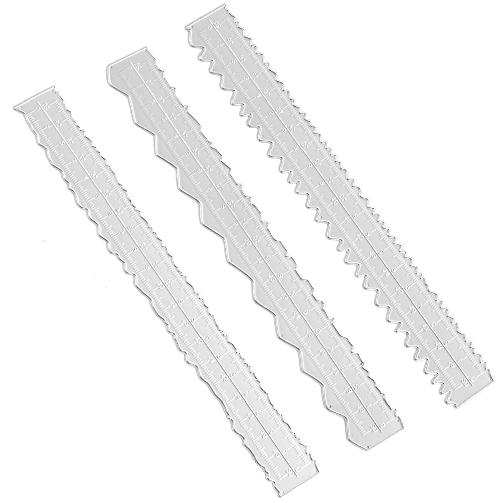 3 Styles Irregular Edge Ruler, Craft Metal Ruler for Scraping Paper for Embossing with Serrated Edge Rulers for Scrapbooking