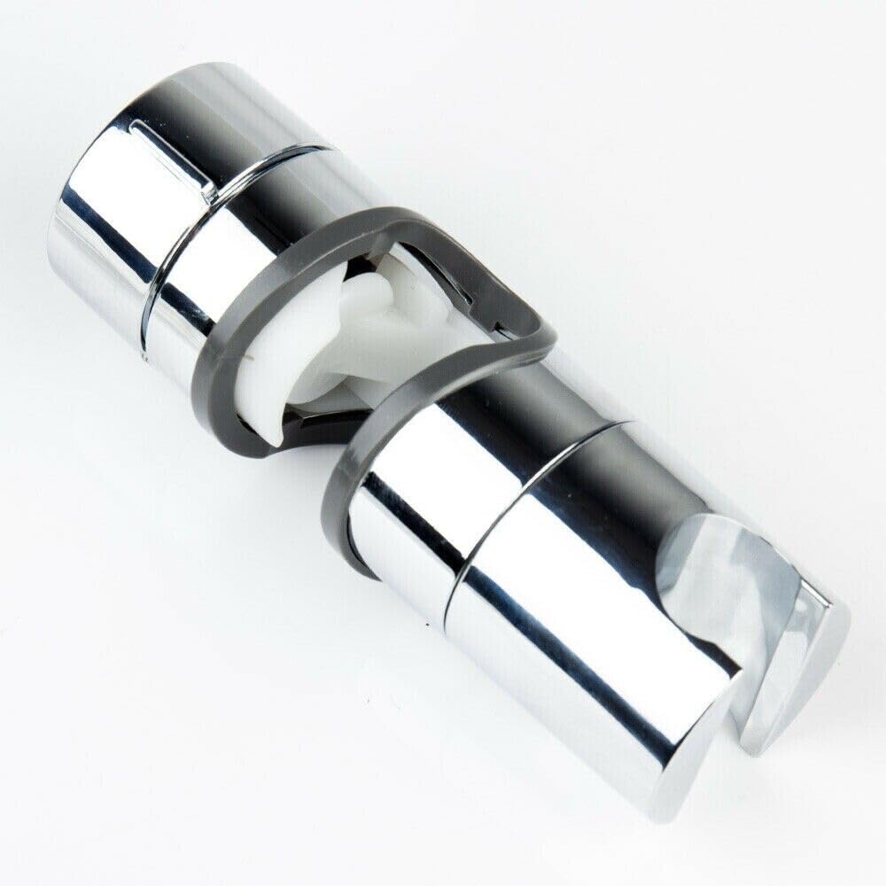 Ara Choice Silver Shower Head Holder 19-25Mm Replacement 360° Adjustable Slide Bar Shower Rail Rod Clamp Holder Abs Chrome Plated Bathroom Shower Head Holder Riser Rail Bracket Slider