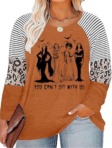 Plus Size Halloween T Shirt Women Vintage Graphic Tee Casual Loose Fall Holiday Tunic Tops Long Sleeve Raglan Tops