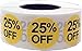 InStockLabels 25% Yellow Stickers for Retail, 500 Labels per Roll, 3/4