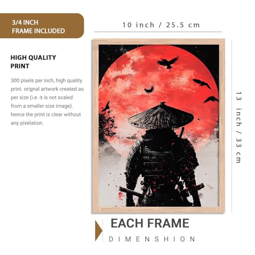 Image of HOTHOUSE Samurai Theme Posters with Frame | Samurai Characters Poster with Frames | Aesthetic Japanese Art Framed Poster for Bedroom Living Room Gaming Room Wall Decor Set Of 6 (10X13 inch)