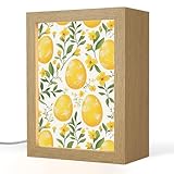OnlyWow© Tischleuchte 15x20 cm Nachtischlampe LED Table Lamp Helles Licht Wohnzimmer Schlafzimmerlampe Nachttisch Design Blumen - Ostereier - Gelb