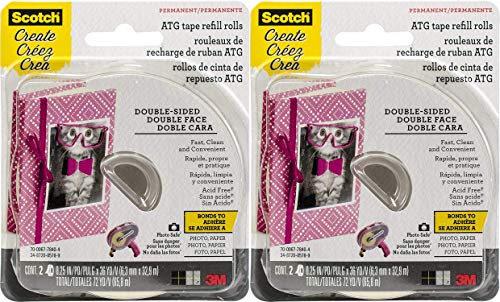 Scotch Brand 085-RAF Scotch Advanced Tape Glider Refill, 1/4 inch x 36 Yards, 1/4-Inch by 36-Yard, Multicolor Pack of 2