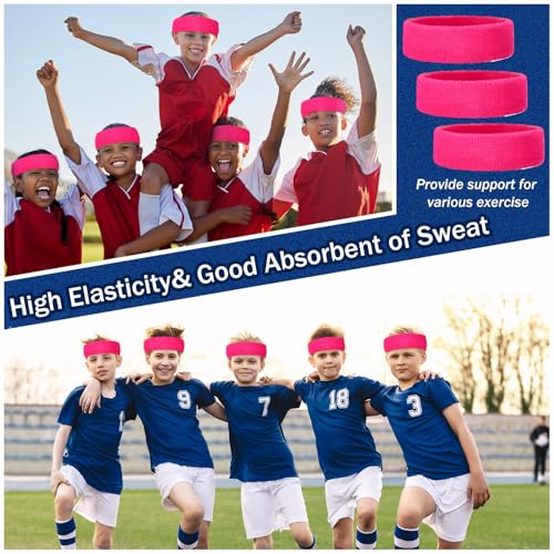 Image of Libima Kids Sweatbands Bulk Boys Headband for Sports Kids Cotton Terry Youth Sweatbands Elastic Sports Headbands Wicking Athletic Bands for Team Activity