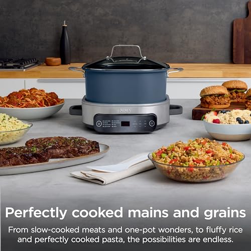 Image of Ninja MC1101 Foodi Everyday Possible Cooker Pro, 8-in-1 Versatility, One-Pot Faster Cooking Replaces 10 Tools, Family-Sized Capacity with Adjustable Temp Control, 6.5 quarts, Midnight Blue