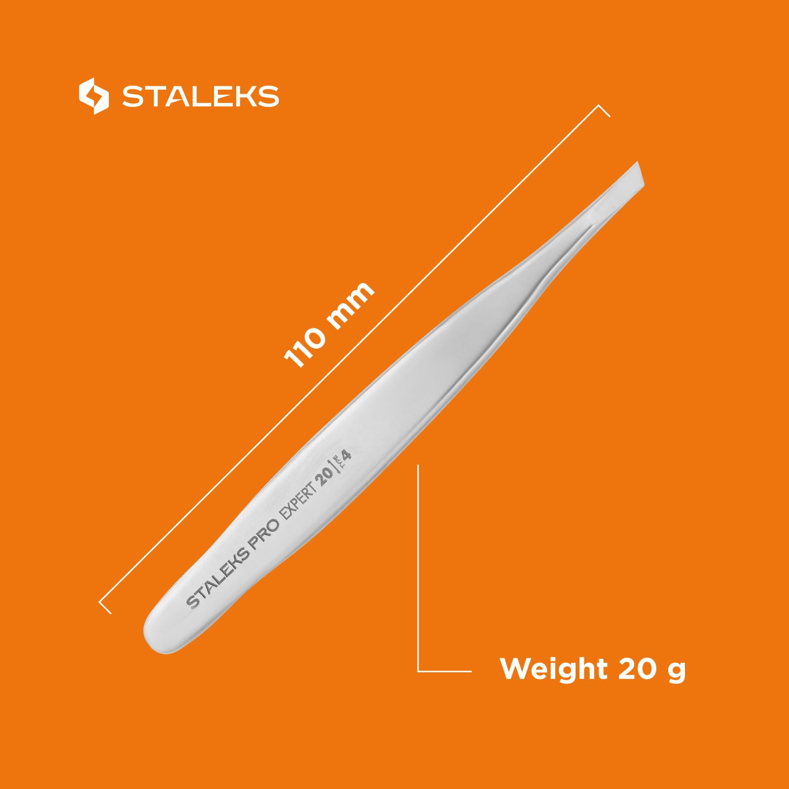 Staleks Pro Expert, Pinzas Profesionales de Cejas en Acero Inoxidable, Afilado Manual, Compactas, TE-20/4