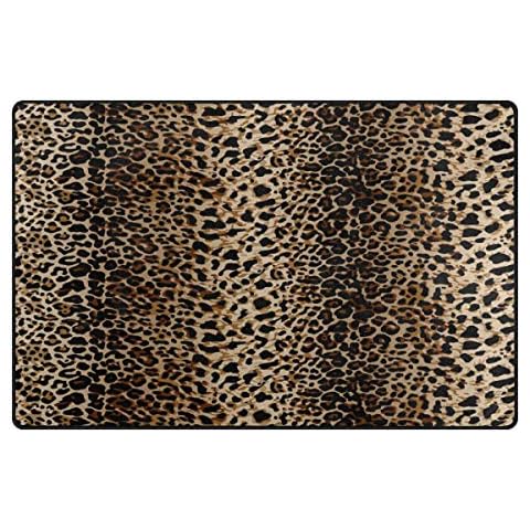 Use7 Brown Leopard Print Area Rug Rugs Carpet for Living Room Bedroom 100 x 150 cm(3 x 5 feet) Cover