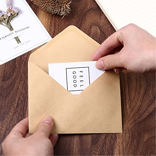 Difen Small Gummed Seal Envelopes (100 Pack) With Classic Flap For Wedding, Birthday Party Gift Card Suppli, 4.375 X 5.75 Inch Brown Kraft Envelops For Home Office Supplies #TOP5