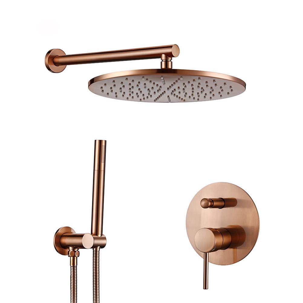 Bras de douche en laiton or rose avec douchette pour sublimer votre rituel bien-être