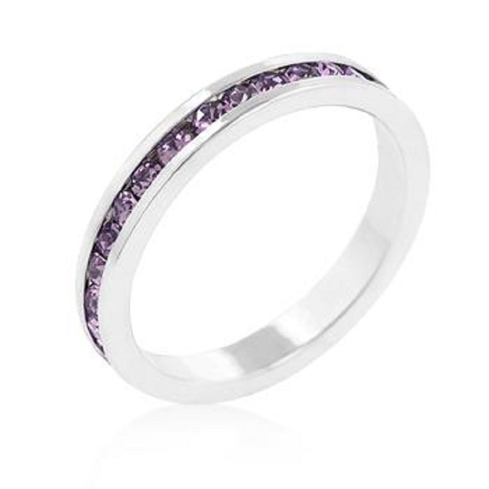 AGNES CREATIONS/ Women's Ring "CLELIA" Wedding Ring - Rhodium - Lavender Zirconium - Size 54, Zirconium, Amethyst Cubic Zirconia