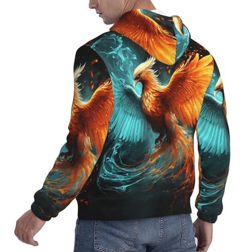 Men's Fleece Pullover Hoodie Long Sleeve Hooded Fire and water phoenix Sweatshirt Casual Shirts With Pockets XX-Large Black4