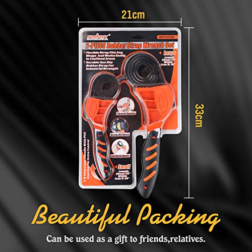 HORUSDY 2-Piece Adjustable Strap Wrench, Grip Wrench, Filter Wrench, Oil Wrench, Plumbing Wrench, Plumbers Srench (2-Piece)