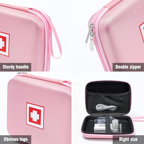 Image of Gealaek Protective Carrying Case for Portable Nebulizer, Travel Medical Bag with Hard Shell for Inhaler Spacer, Masks, Asthma Accessories Emergency Medicine Storage Bag for Kids and Adults (Pink)