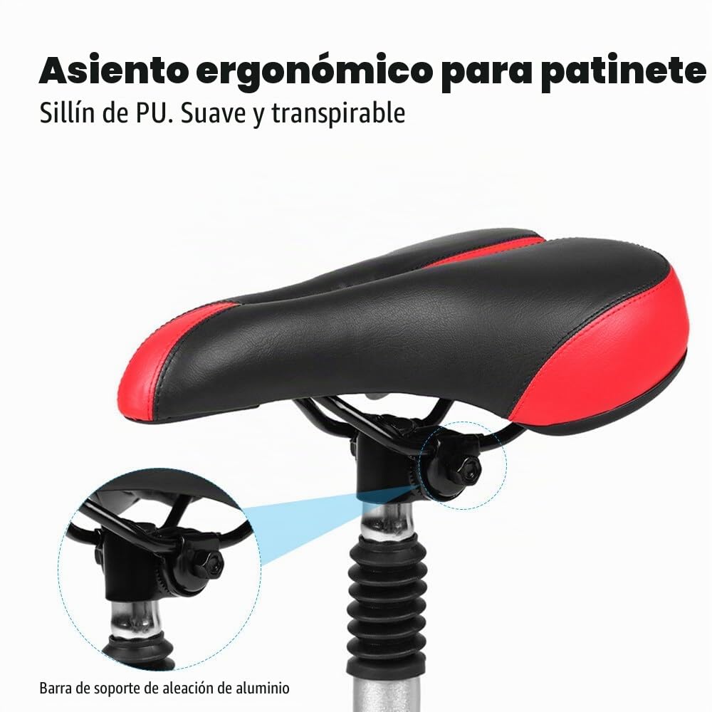 Sillín para Patinete Eléctrico Xiao-Mi M365, Sillín de Scooter Eléctrico, Sillín de Asiento de Patinete Eléctrico con Llave, Altura Ajustable 42-65cm, Ancho de la Base 15cm, Amortiguador/Suave