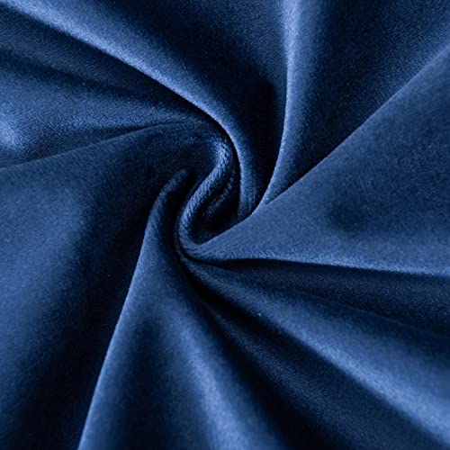 Image of JUSPURBET Velvet Decorative Throw Pillow Covers 14x14 Set of 2,Navy Blue | Modern Soft Cushion Covers with Hidden Zipper for Couch Sofa Bed Living Room Bedroom Home Decor