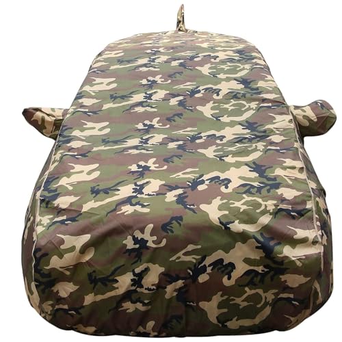 Image of Autofact 100% Waterproof Car Body Cover Compatible with Tata Nexon (2017 to 2023), with Mirror and Antenna Pockets,4 x 4 American Matty, Long Lasting Durable Material, Camouflage Army Look.