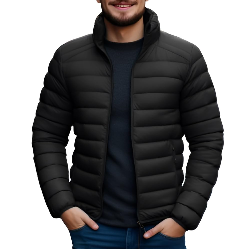 Men's Nylon Jacket|Standard Length Puffer Winter Bomber Jacket|Stylish Jacket|Biker Casual Hoody Jacket