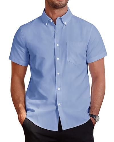 J.VER Mens Blue Shirts Short Sleeve Shirt Regular Fit Non Iron Button Down Oxford Smart Casual Business Office Work Cotton Summer Dress Shirt XL J.VER Mens Blue Shirts Short Sleeve Shirt Regular Fit Non Iron Button Down Oxford Smart Casual Business Office Work Cotton Summer Dress Shirt XL