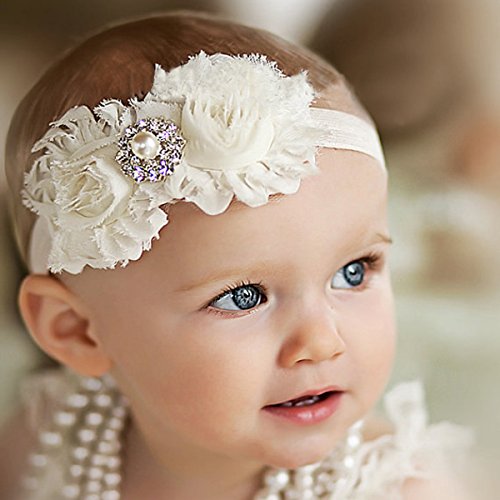 Baby Girls Headbands Hairbands Hair Bows Elastics Hair Accessories for Newborn Infant Toddlers Kids (Ivory)2