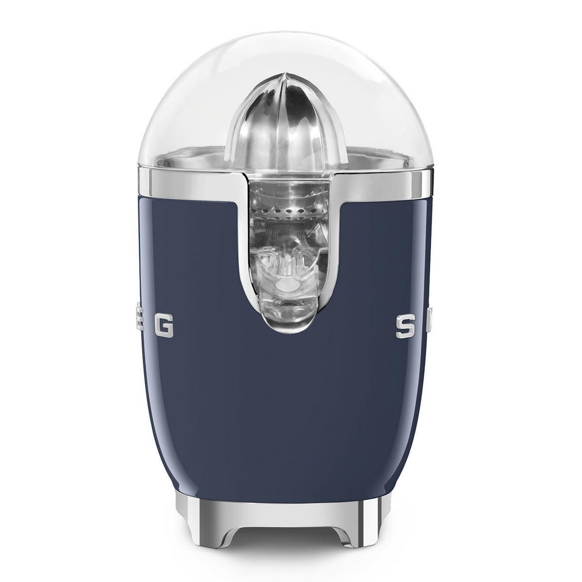 Smeg, Presse Agrumes Électrique CJF11NBEU, Mise en Marche Automatique à Pression, Bec Anti-goutte et Cône Universel, Base Antidérapante, Range Cordon Intégré, 70W, Blue Navy