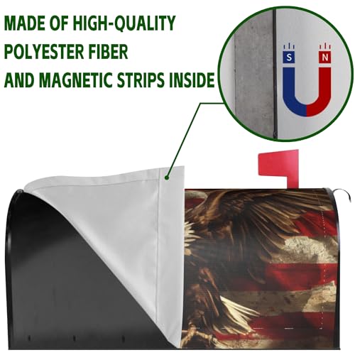 Image of Mailbox Covers Magnetic Standard Size,18 inchx21 inch American Eagle with Flag Spring Summer Magnetic Mailbox Covers for Holiday Outside Yard Decor