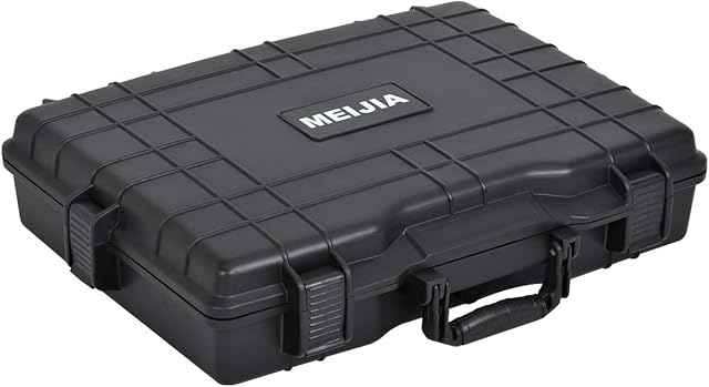 MEIJIA Portable Waterproof Protective Hard Case,Compact Camera Case with Customizable Fit Foam Insert, Elegant Black, Fit for camera, drone, lens, telescope, computer, 21.62"X17.25"X4.87"