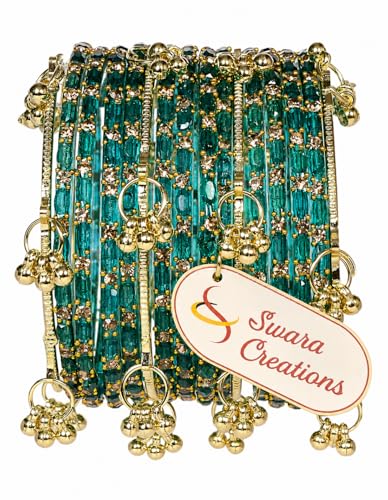 Image of Swara Creations Kashmiri Ghungroo Raindrop Bangles Combo Set | for Women and Girls|Set of 16 Pcs (SKU417)